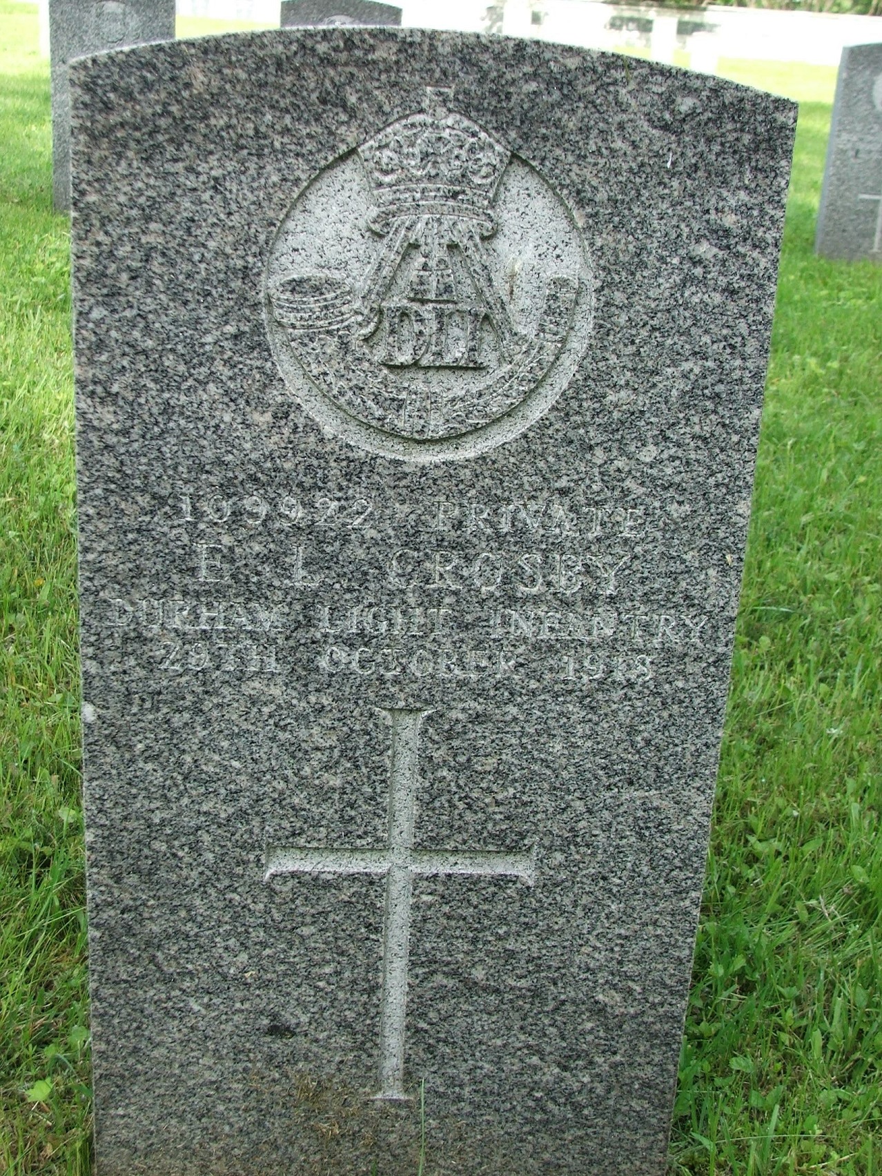 Ernest's headstone in Archangel Allied Cemetery<br>Photograph courtesy of Pat Twomey