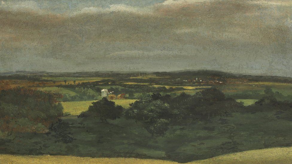 "Dedham Vale" by John Constable<br>Painted 1809 - - this is the recently discovered painting, c2019<br />