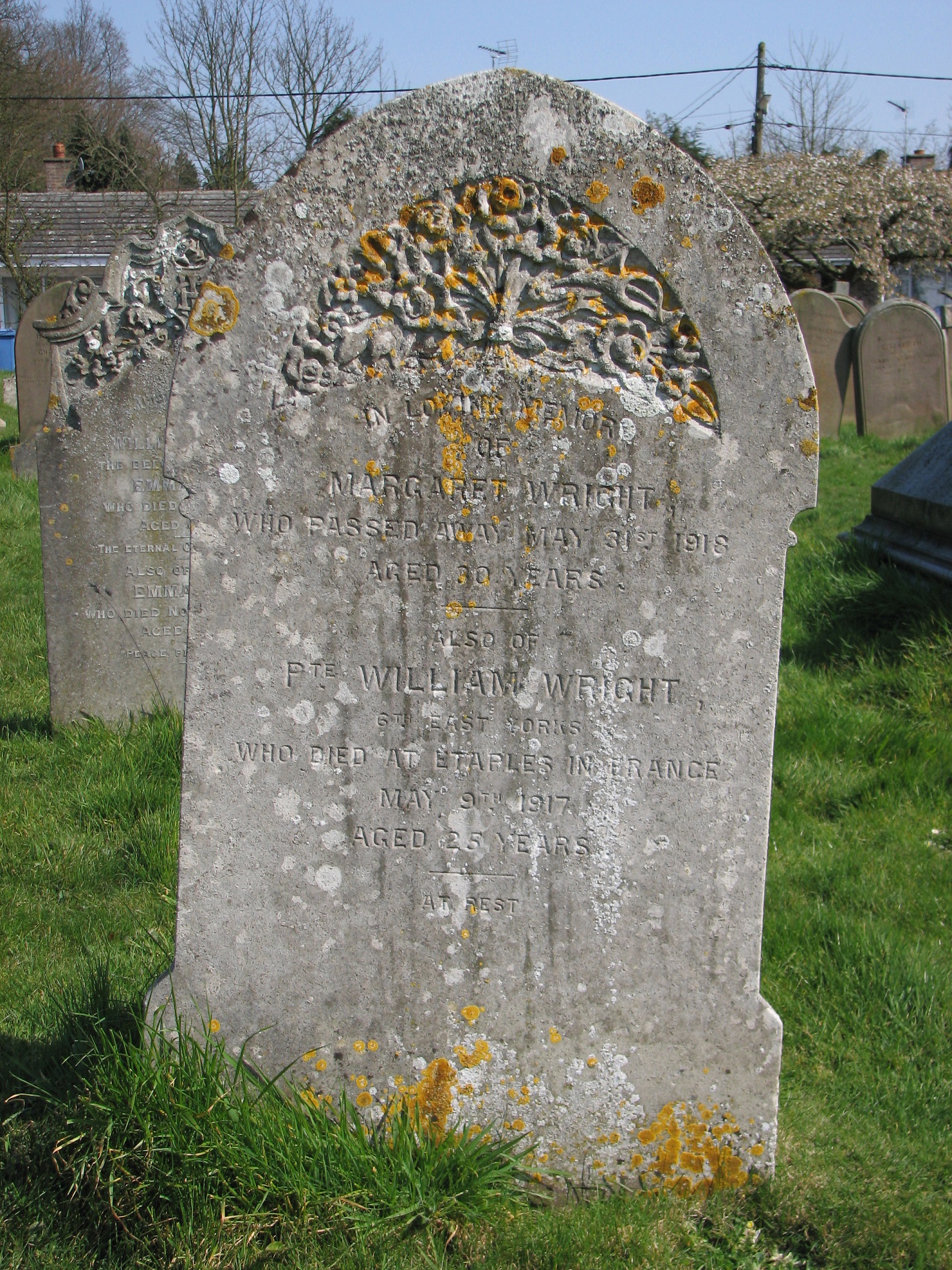 William is also commemorated  on the headstone of his sister Margaret in St. Michael's Churchyard, Brantham.<br>Margaret died in tragic circumstances, just a year after Wiliiam's death.<br />MA