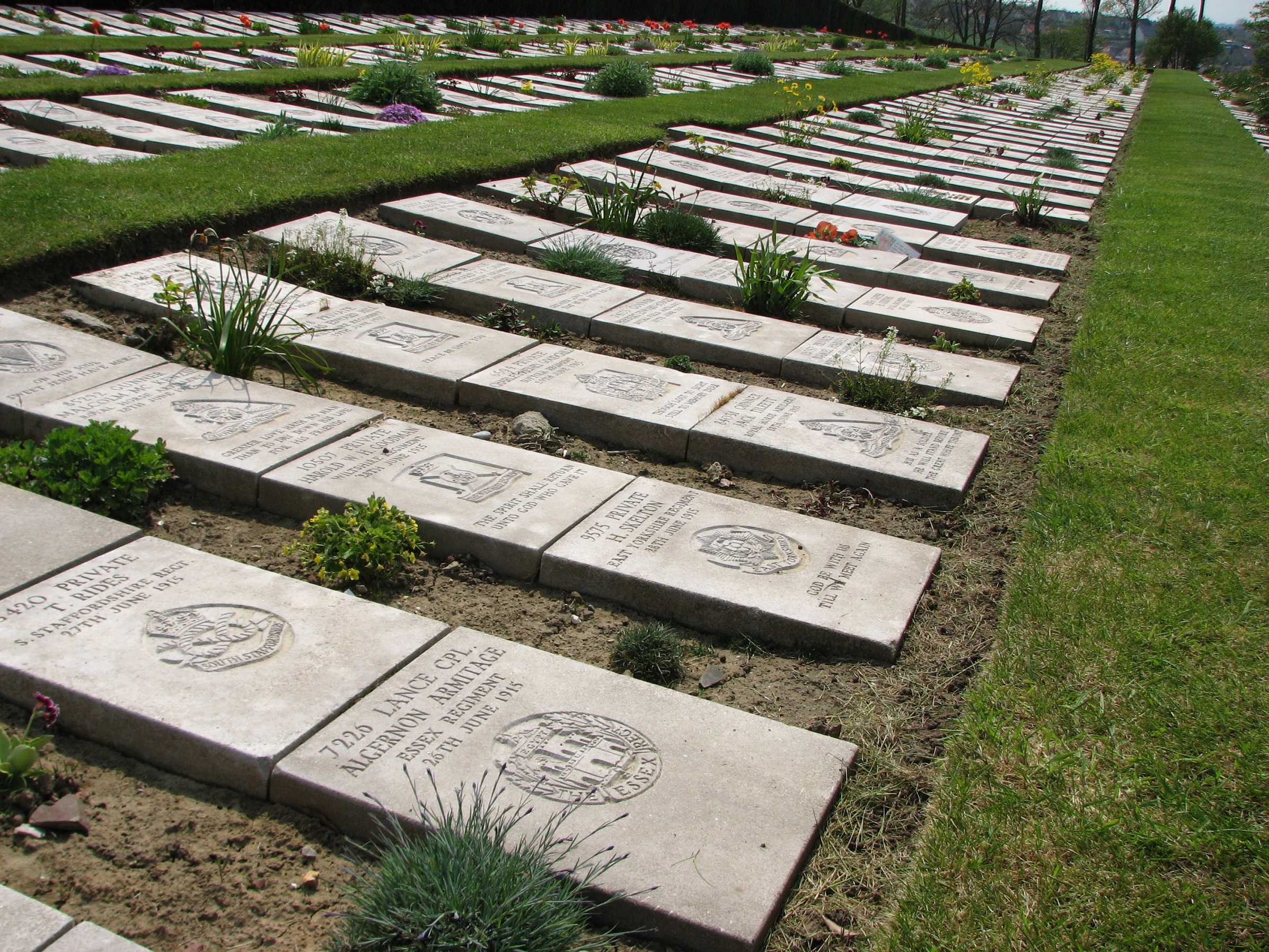 Algernon's Headstone (closest to the camera), Boulogne Eastern Cemetery<br>MA