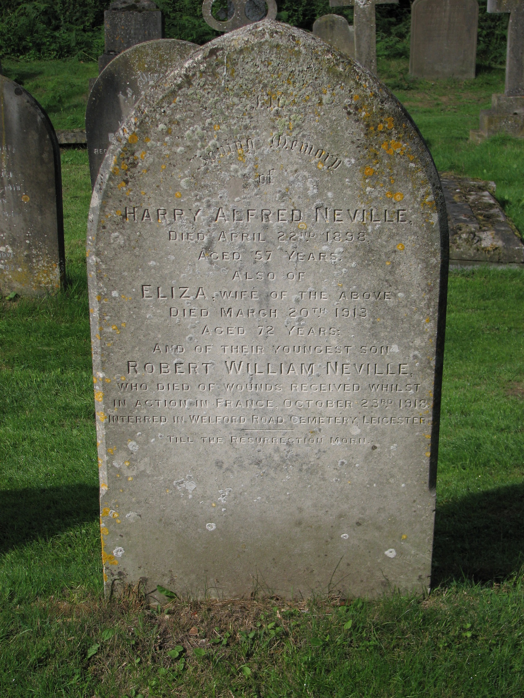 The gravestone of Robert's parents in East Bergholt Cemetery<br>Robert is also remembered by an inscription on here.<br />MA