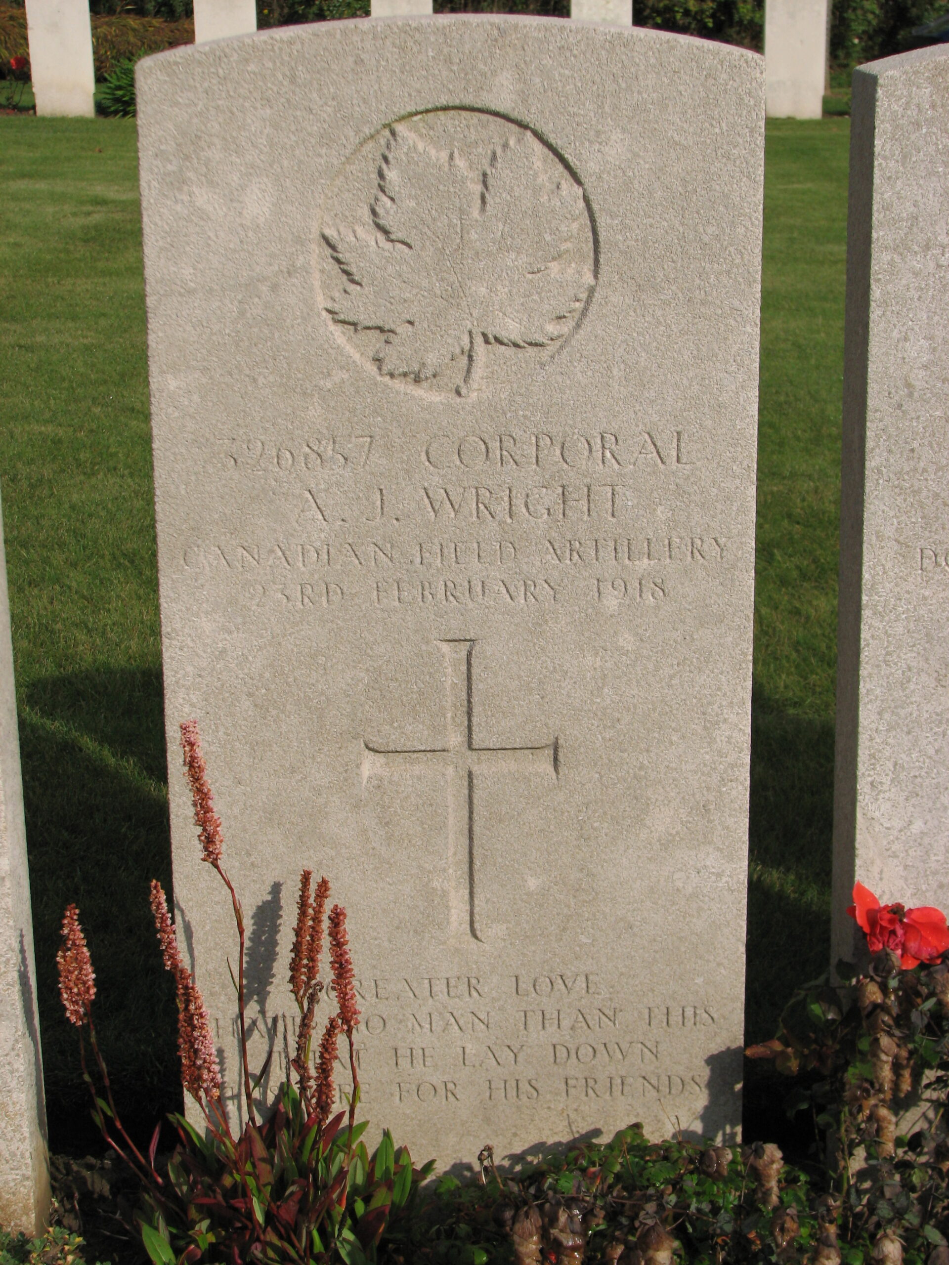 Alfred's headstone in Barlin Communal Cemetery Extension<br>MA