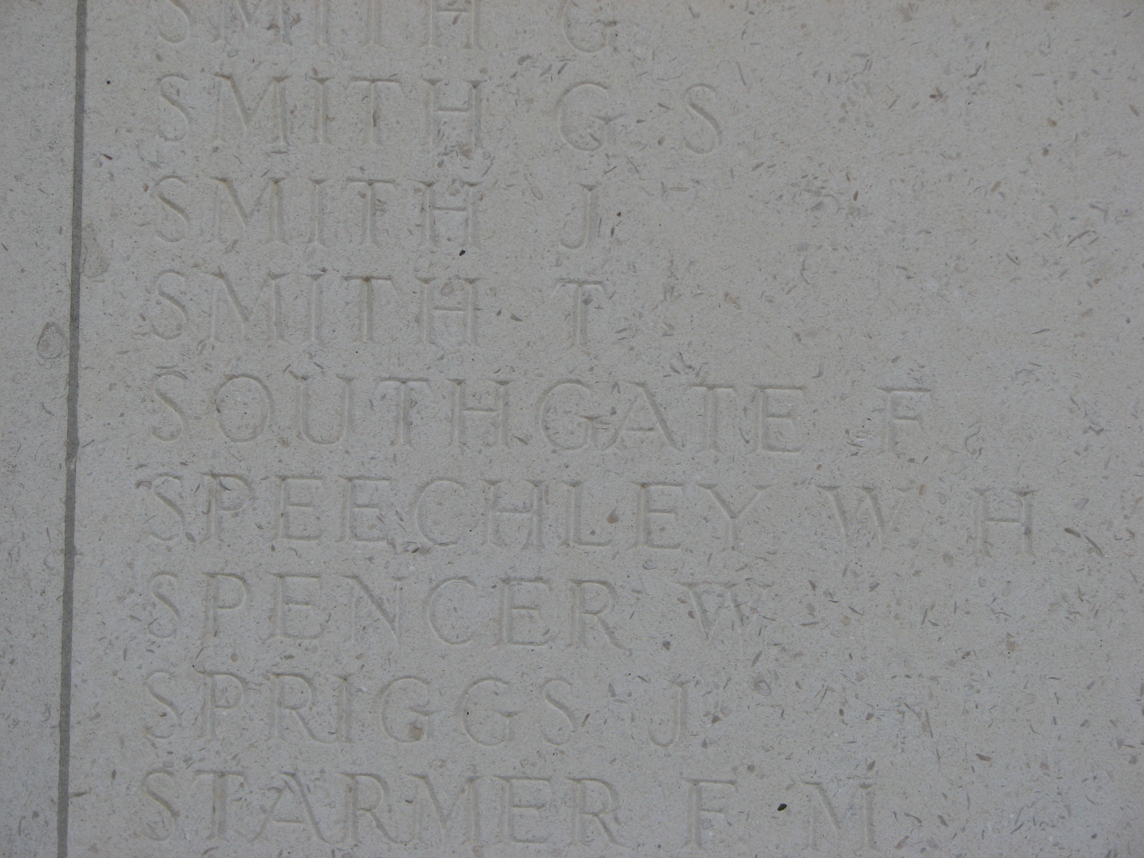 Frederick's name inscribed on the Le Touret Memorial<br>MA