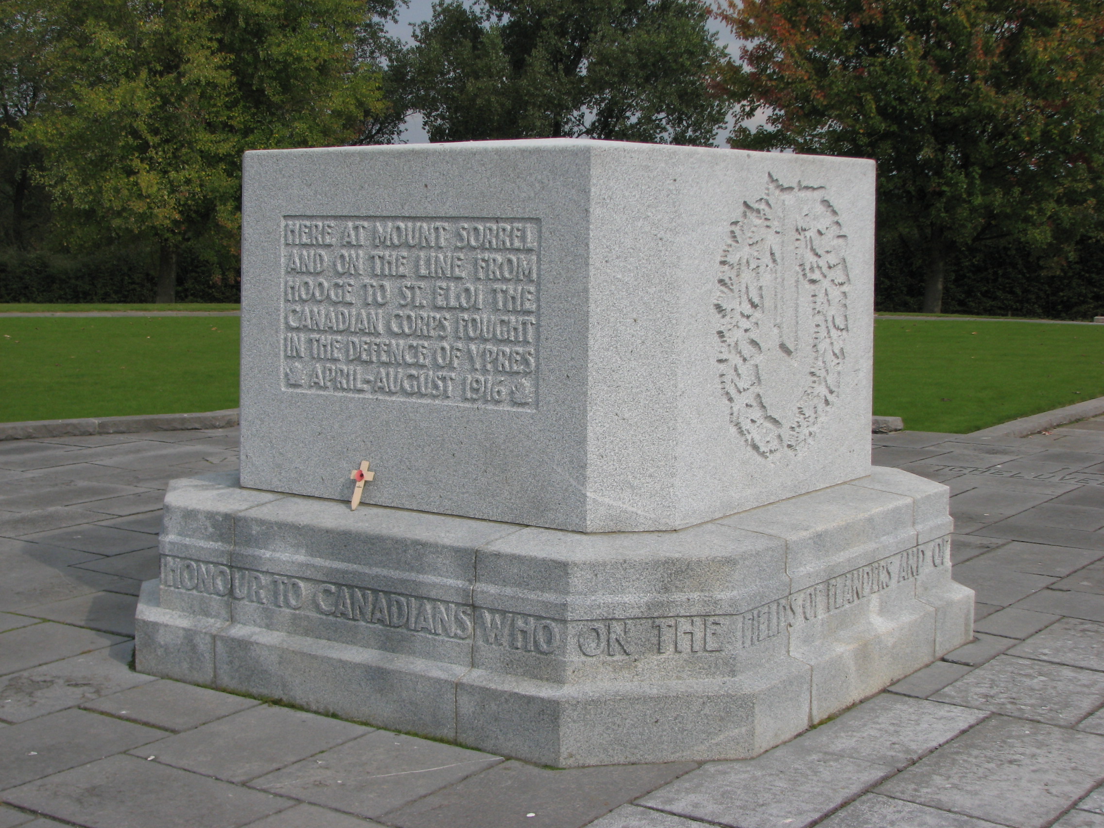 The Canadian Memorial that now sits atop Hill 62, near Ypres.  Stanley saw action near here in 1916.<br>Contrary to the inscription, the Memorial is not actually located on Mount Sorrel, which was nearly a kilometer away to the south-west.<br />MA
