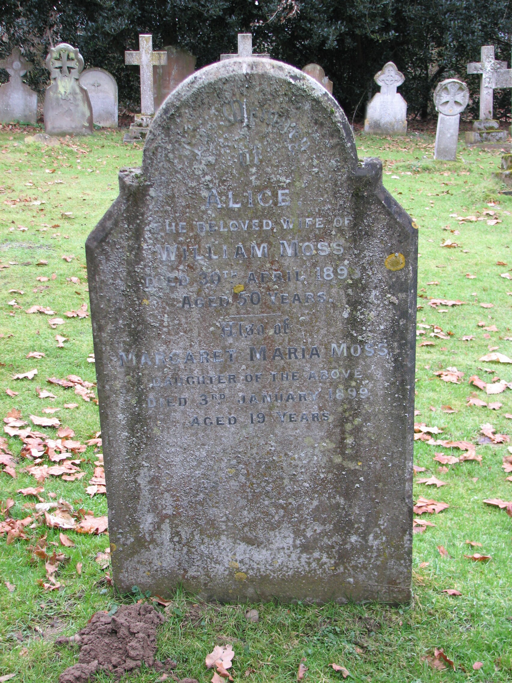 The grave of Herbert's mother Alice, and his sister Margaret, in East Bergholt Cemetery<br>MA
