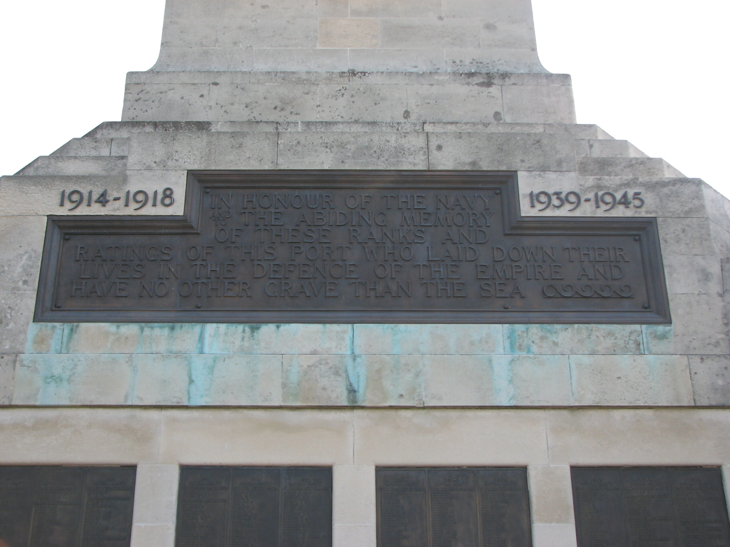 The Dedication on the obelisk of the Chatham  Naval Memorial<br>MA
