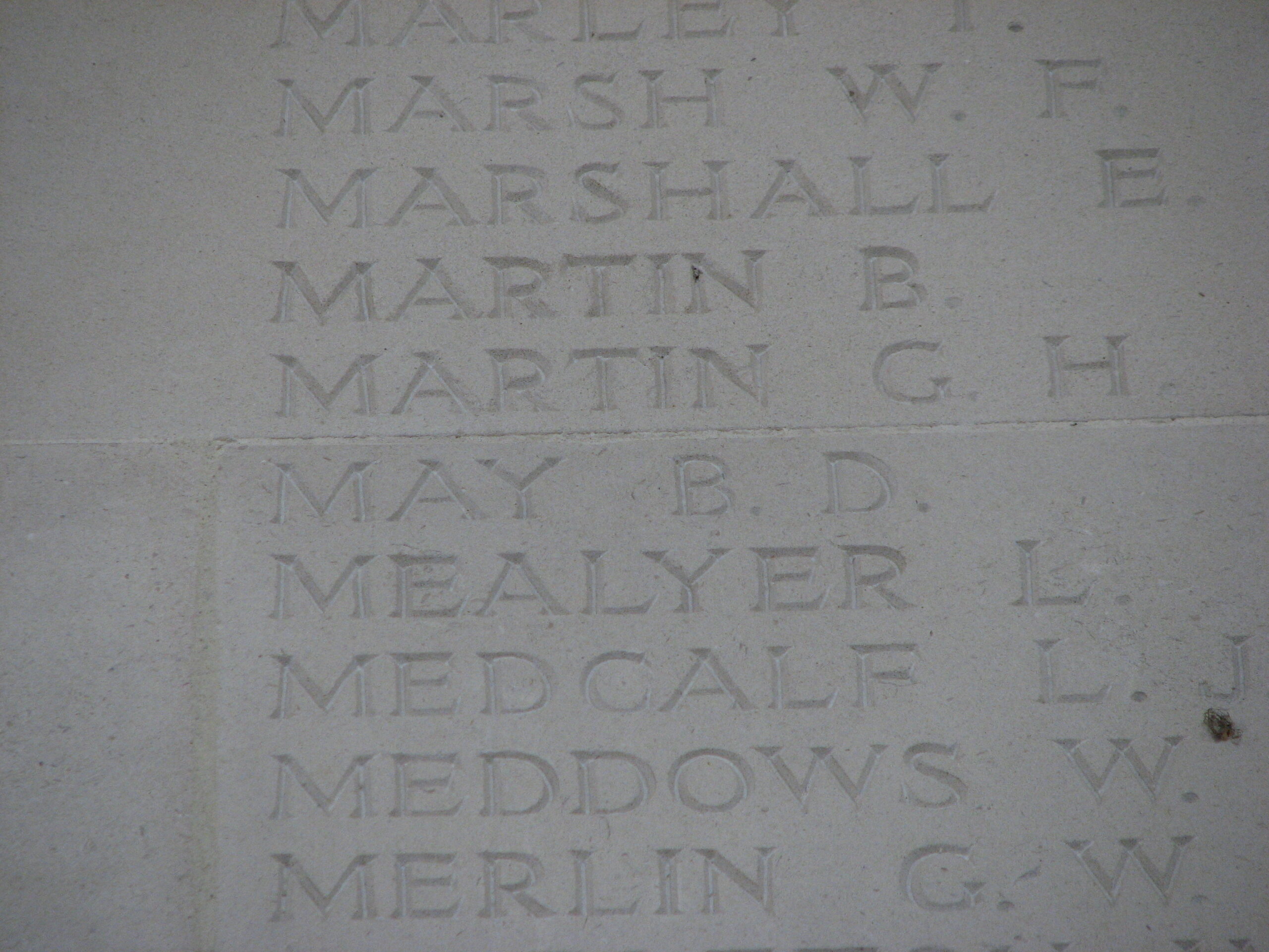 Bertie's name inscribed on the Arras Memorial<br>MA