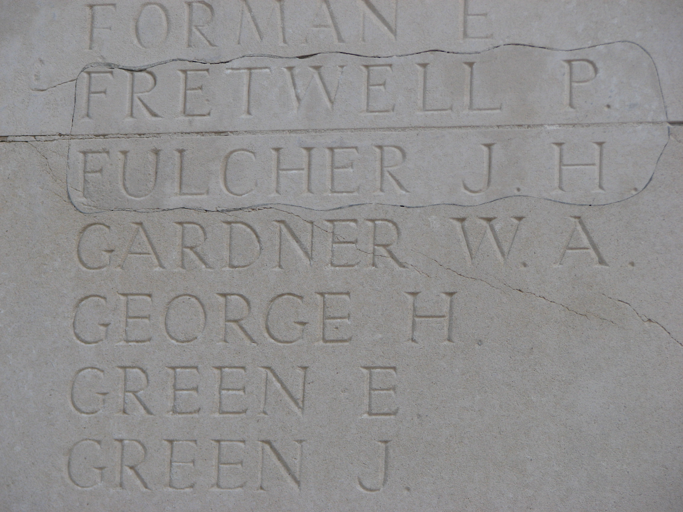 William's name inscribed on the Thiepval Memorial<br>MA