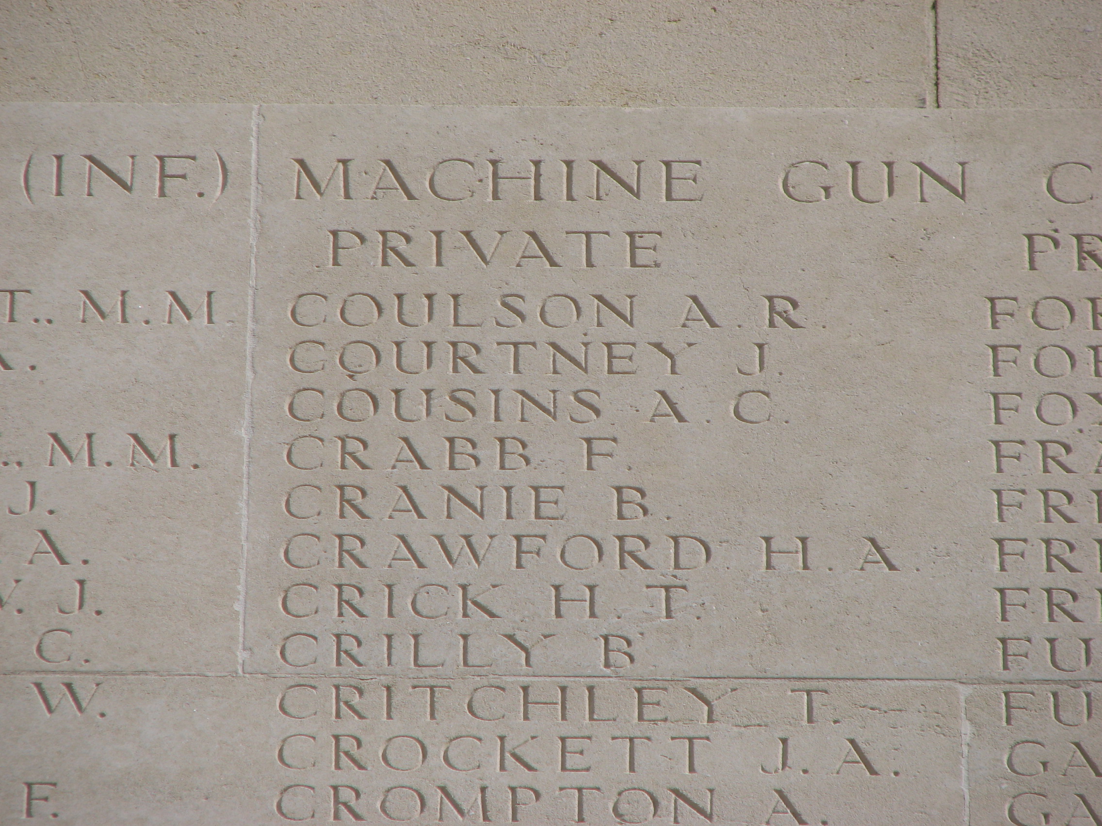 Arthur's name inscribed on the Thiepval Memorial<br>MA