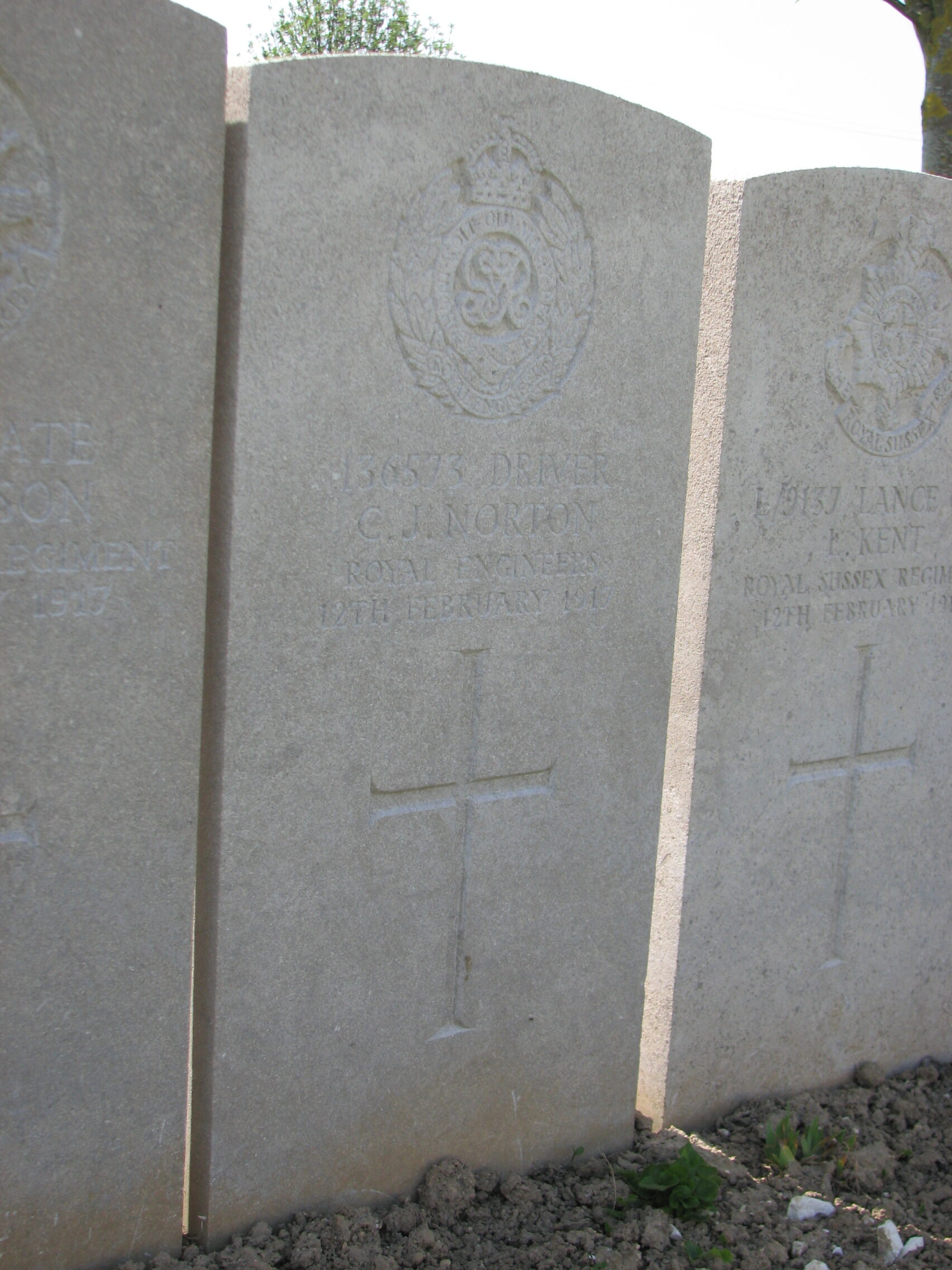 Caleb's heastine in Bray Military Cemetery<br>MA