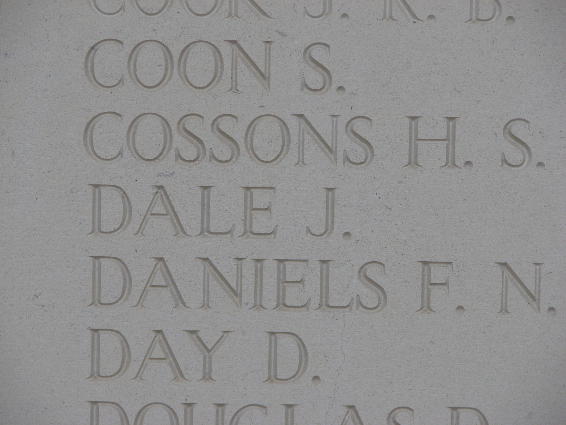 John's name inscribed on the Cambrai Memorial<br>MA