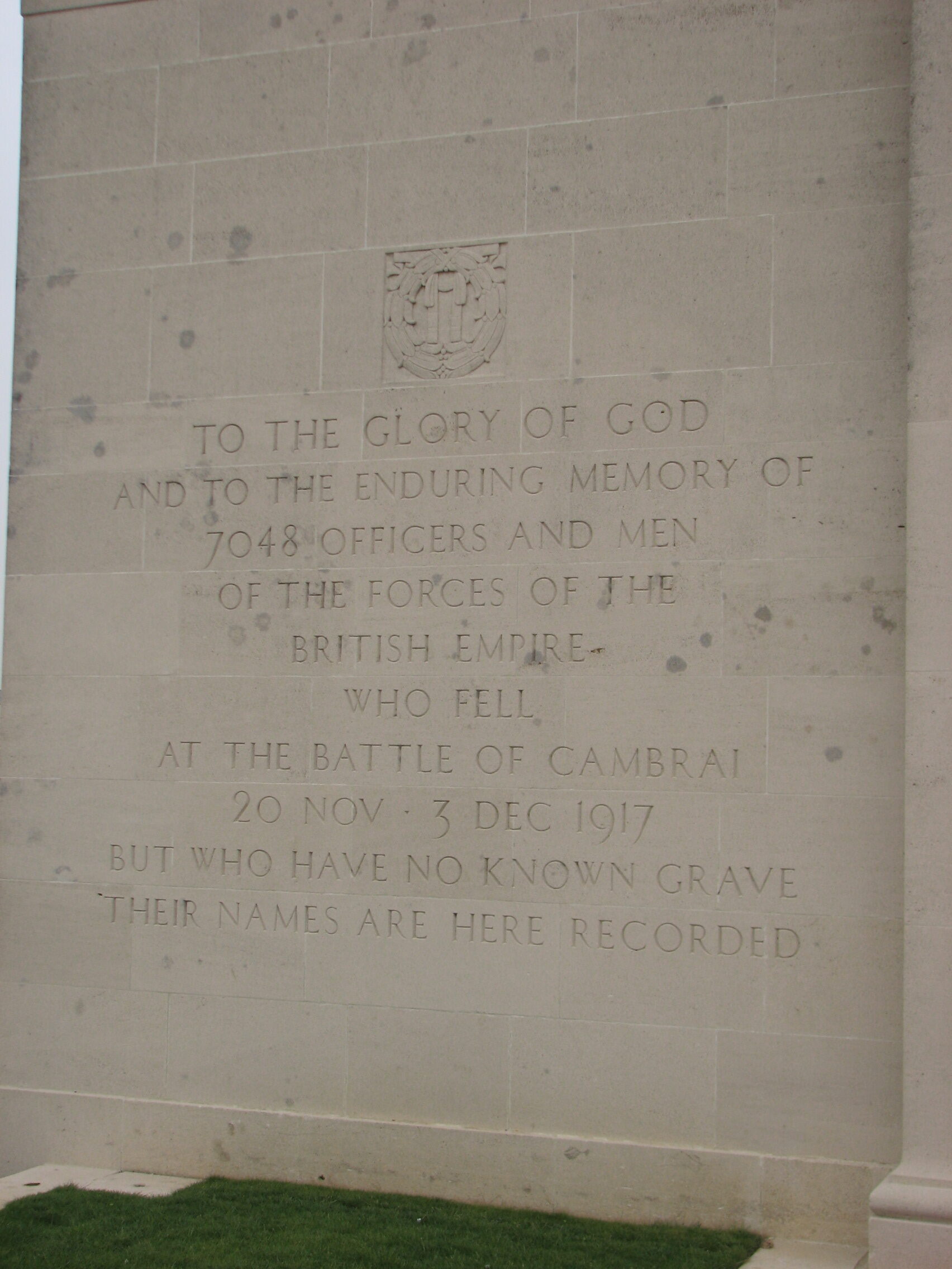 Dedication on the Cambrai Memorial, Louverval, France<br>MA