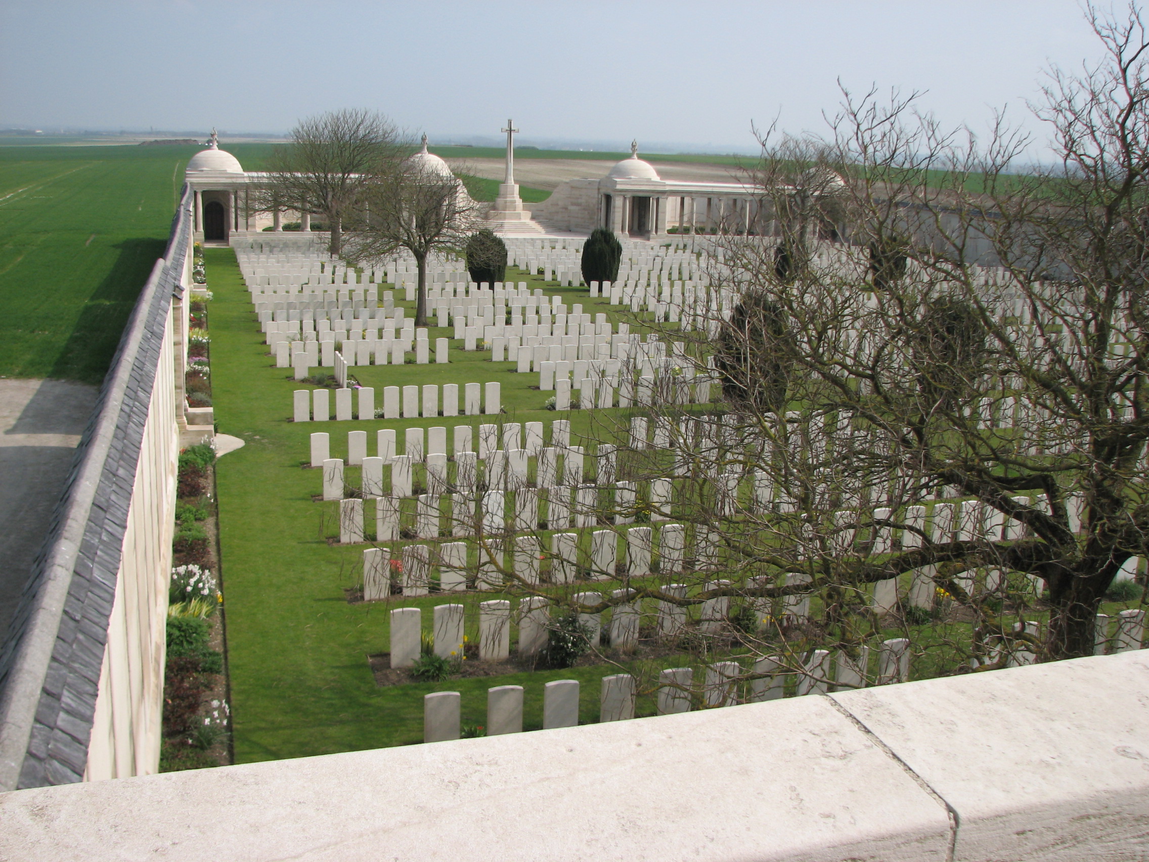 The Loos Memorial to the Missing forms the side and back of Dud Corner Cemetery, near Lens, France<br>MA