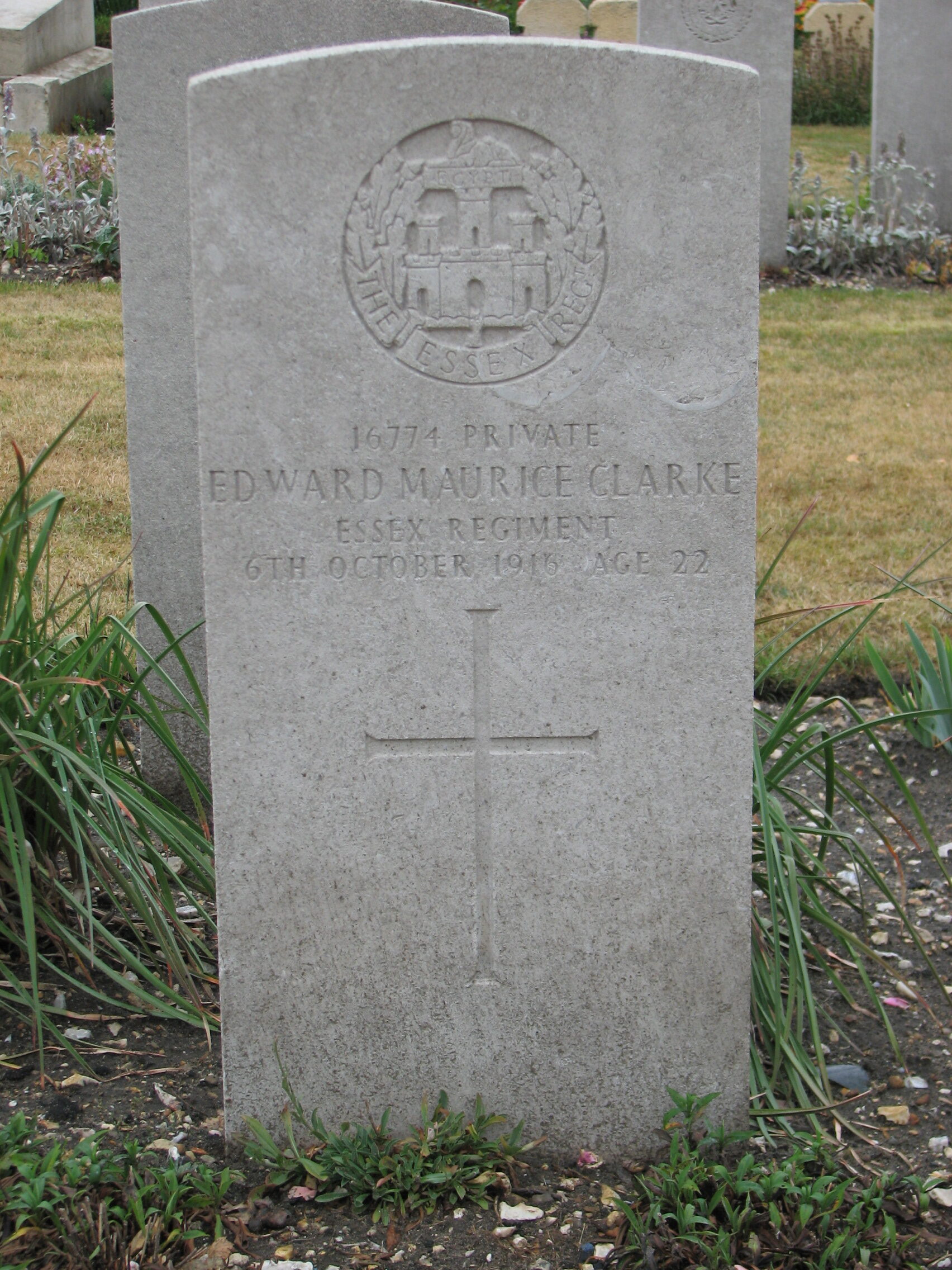 Edward's headstone in St. Sever Cemetery, Rouen<br>MA