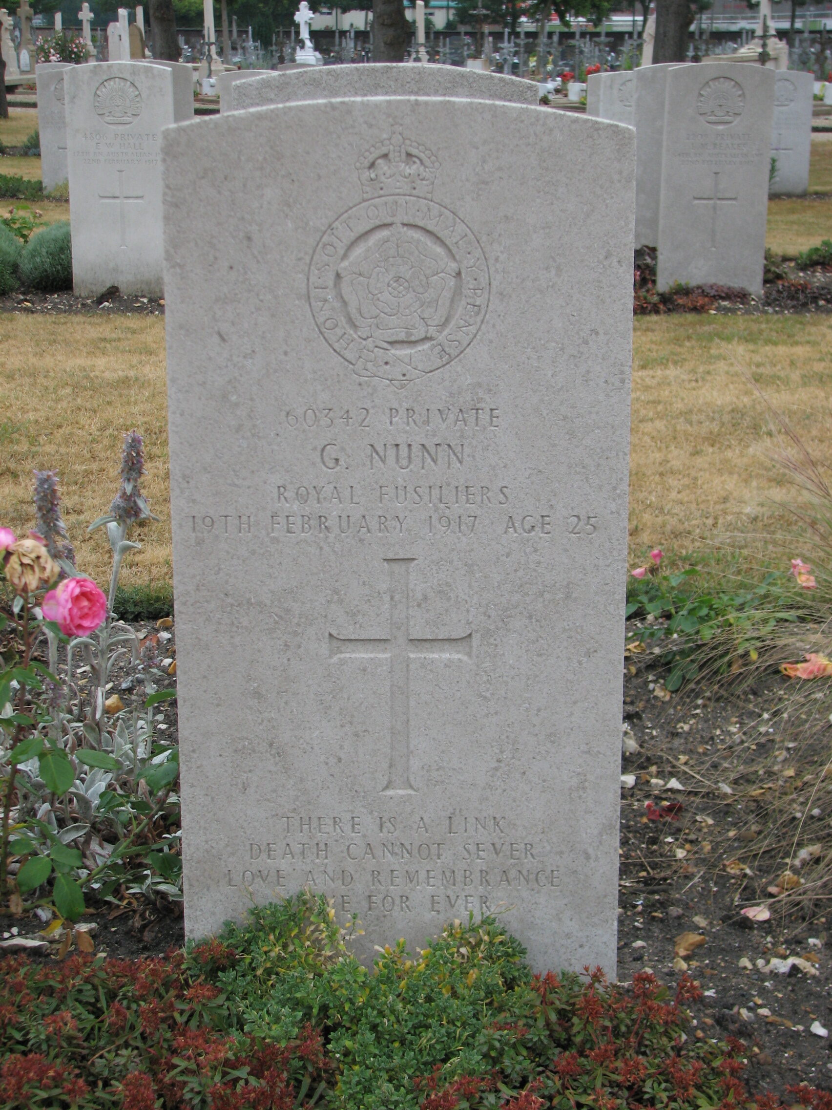 George's headstone in St. Sever Cemetery Extension<br>MA