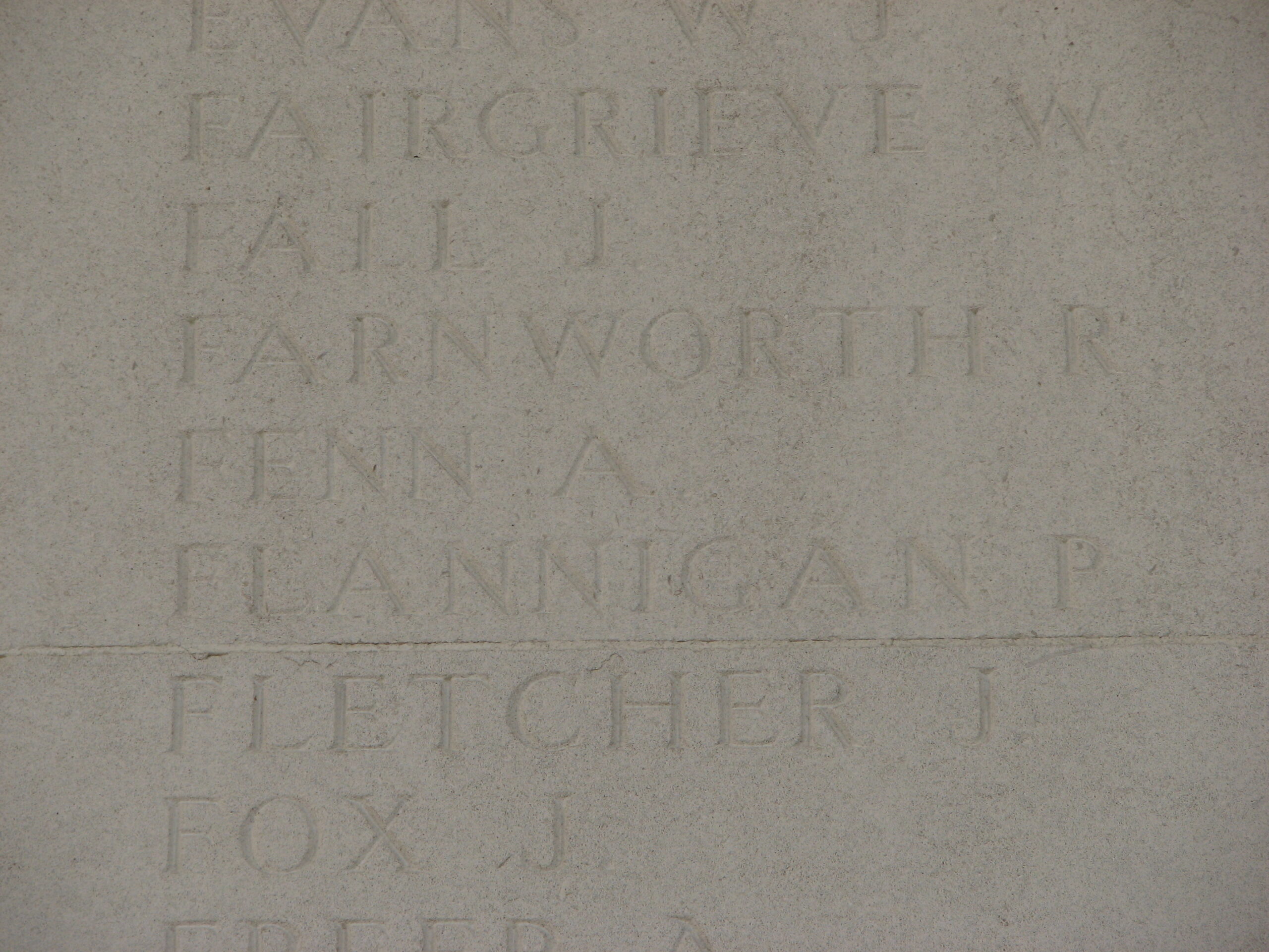 Arthur's name inscribed on the Arras Memorial<br>MA