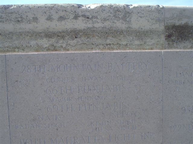 Jack's name inscribed on the Helles Memorial<br>Photograph courtesy of Eric Goosens