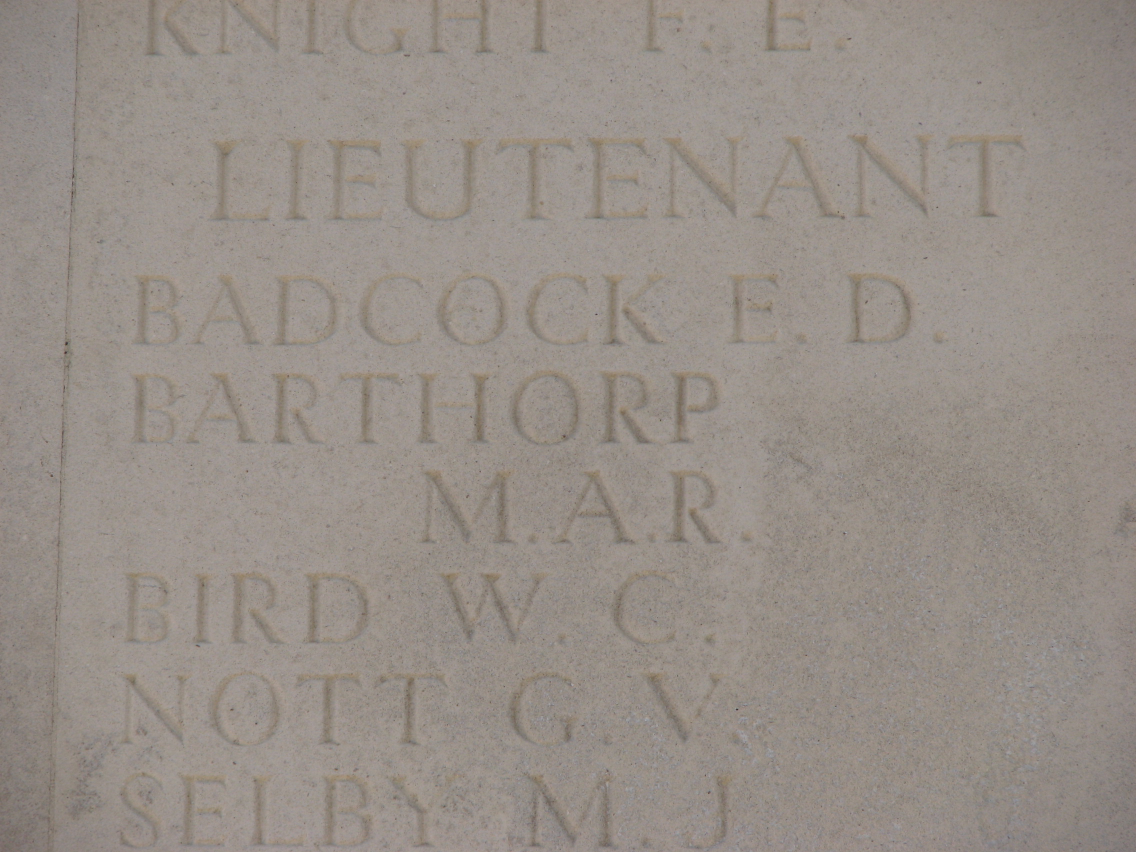 Michael's name inscribed on the Thiepval Memorial<br>MA