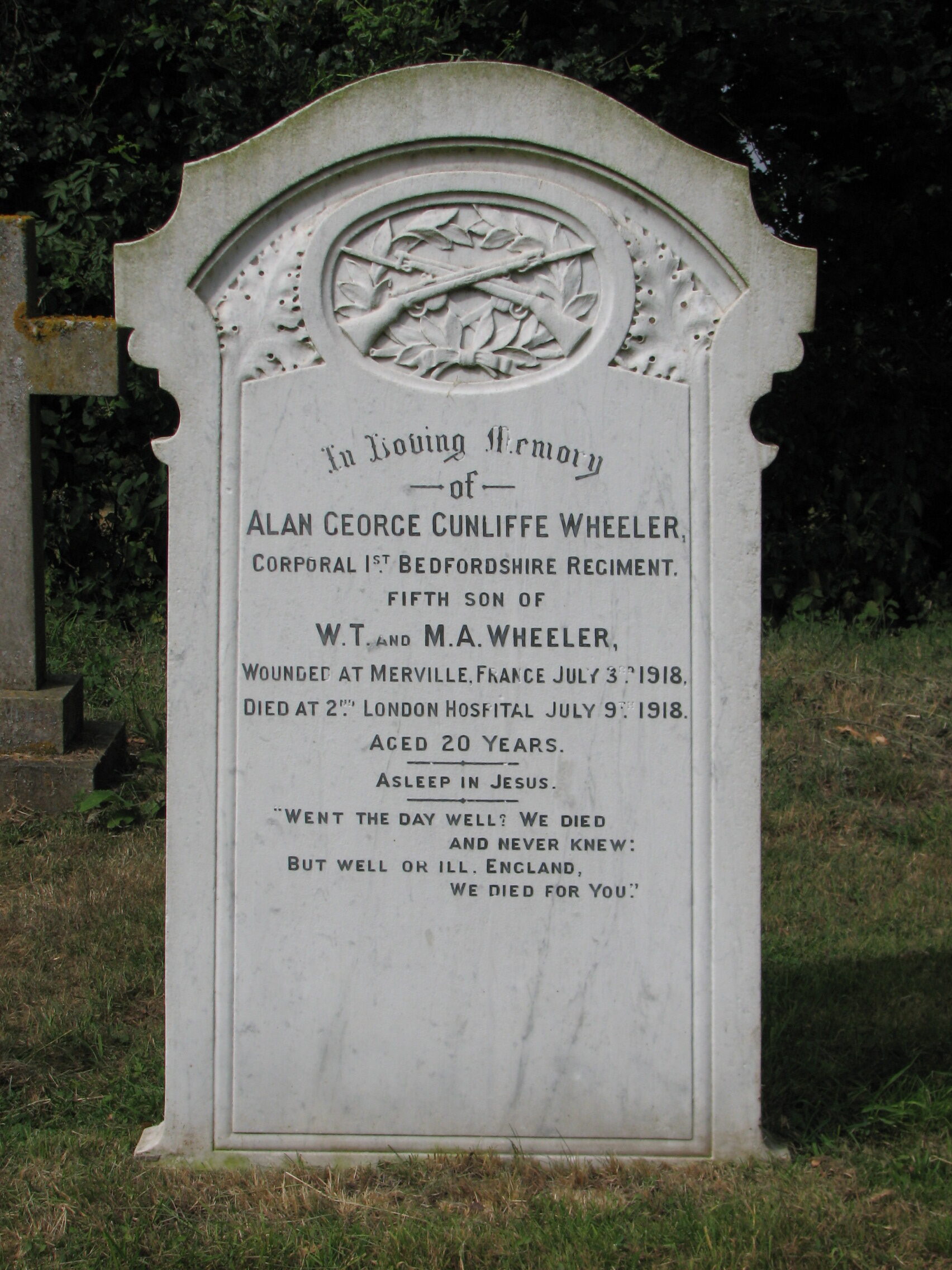 Alan's headstone in East Bergholt Cemetery<br>MA